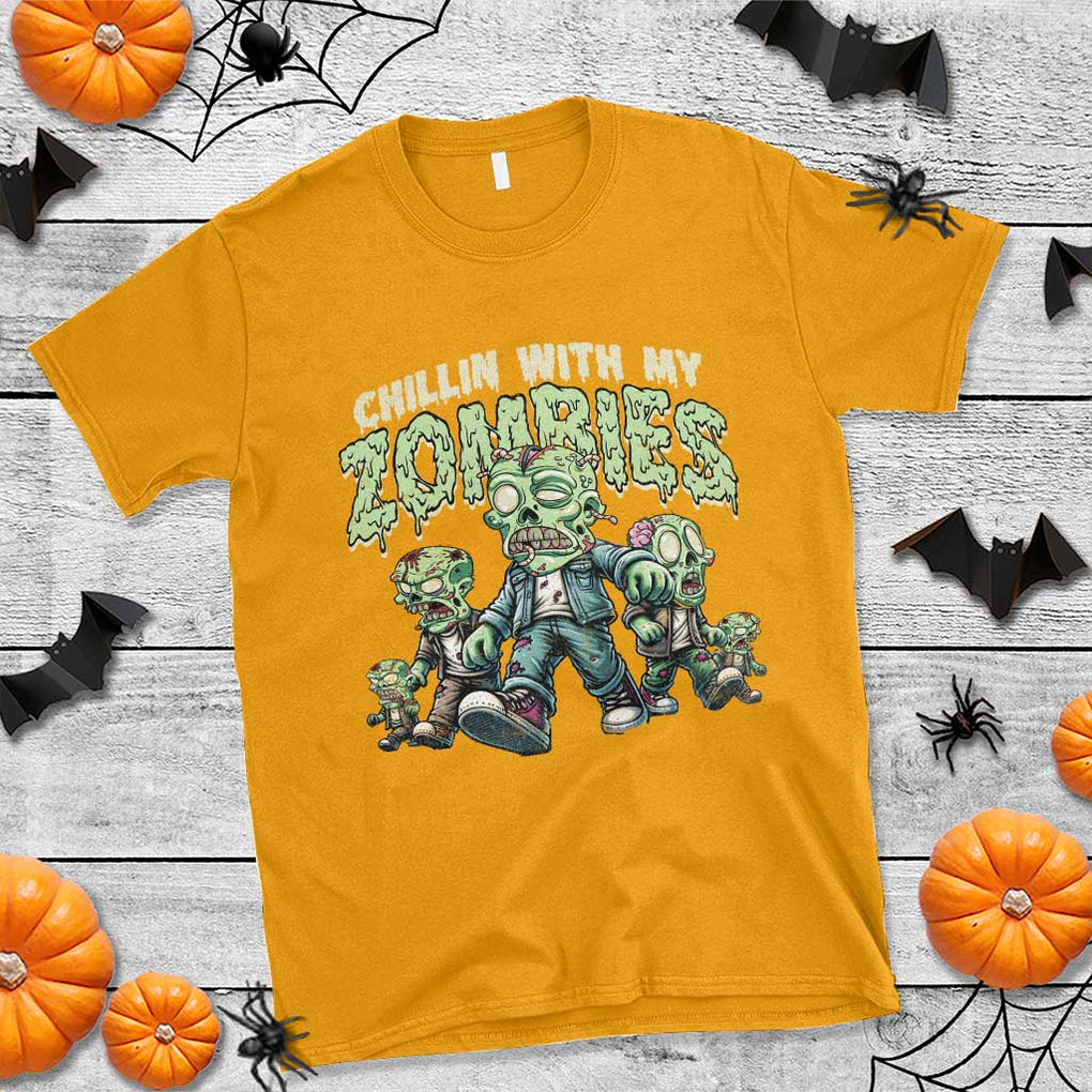 Funny Halloween T Shirt Chillin With My Zombies TS09 Gold Print Your Wear