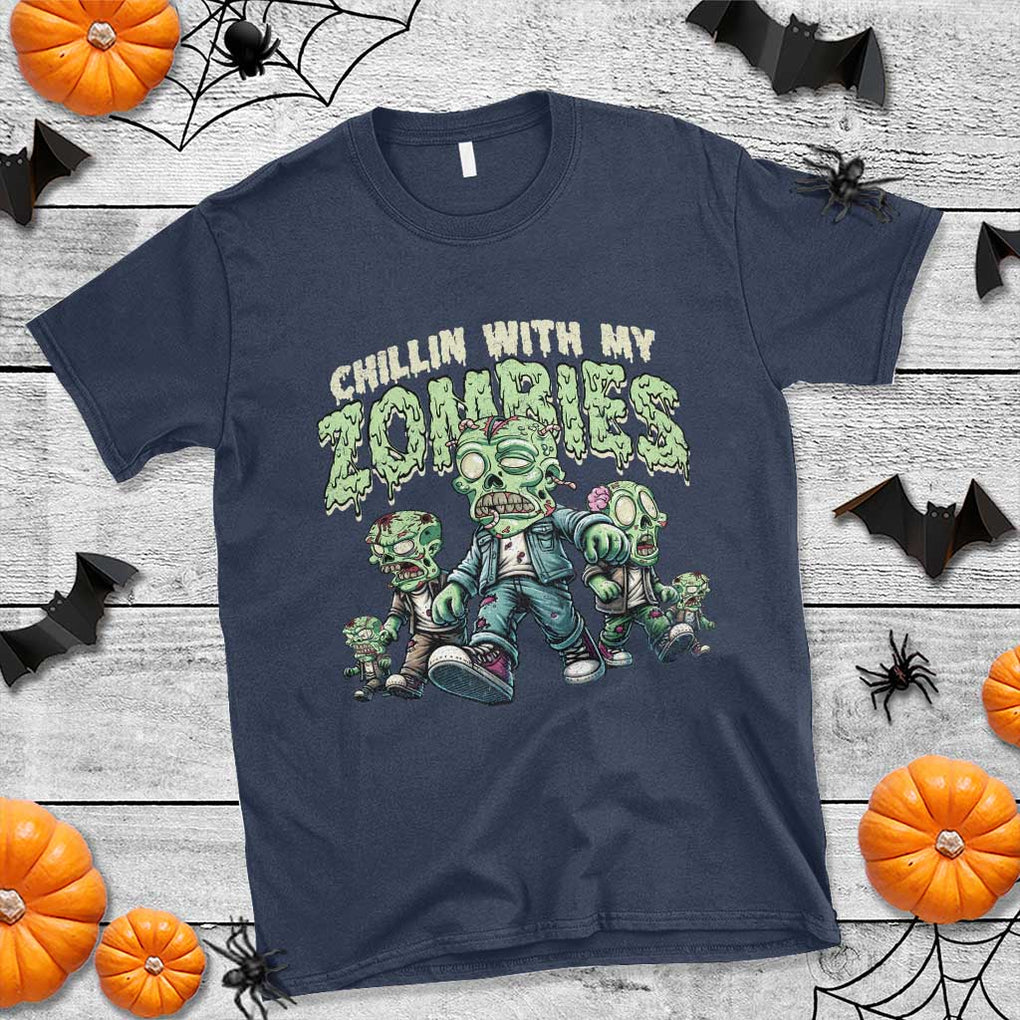 Funny Halloween T Shirt Chillin With My Zombies TS09 Navy Print Your Wear