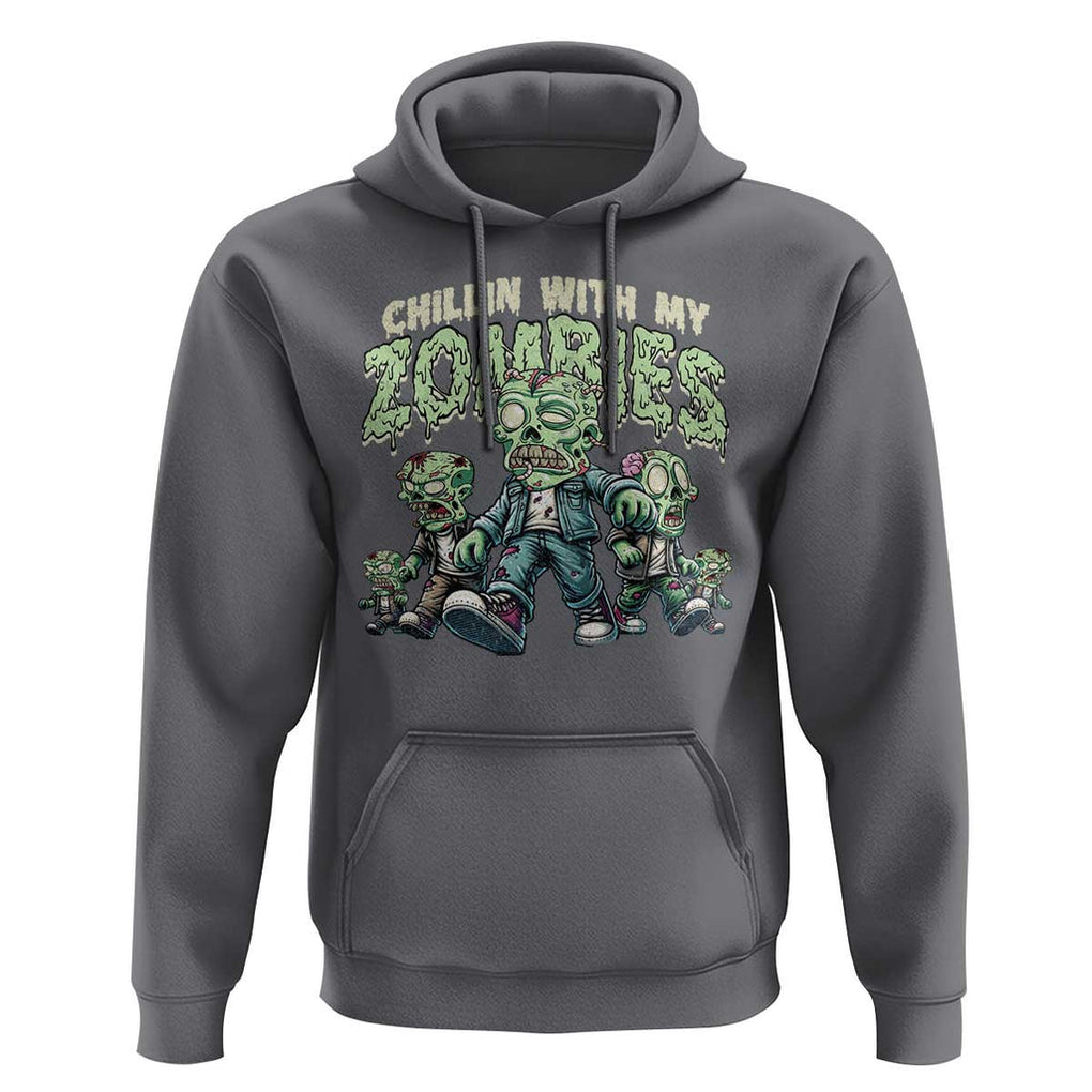 Funny Halloween Hoodie Chillin With My Zombies TS09 Charcoal Print Your Wear