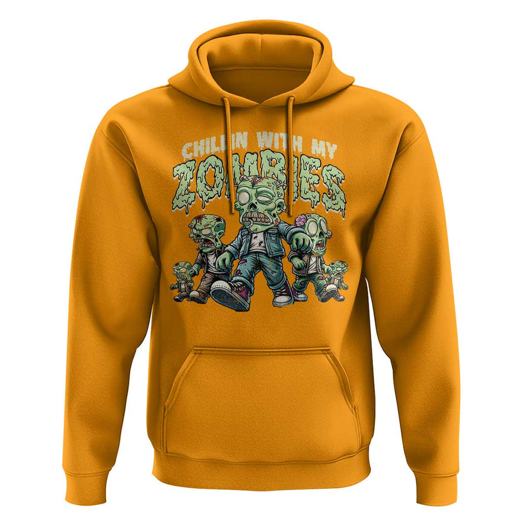 Funny Halloween Hoodie Chillin With My Zombies TS09 Gold Print Your Wear