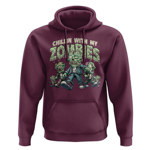 Funny Halloween Hoodie Chillin With My Zombies TS09 Maroon Print Your Wear
