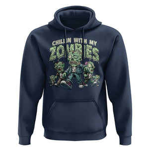 Funny Halloween Hoodie Chillin With My Zombies TS09 Navy Print Your Wear