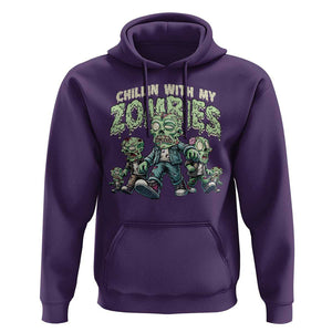 Funny Halloween Hoodie Chillin With My Zombies TS09 Purple Print Your Wear