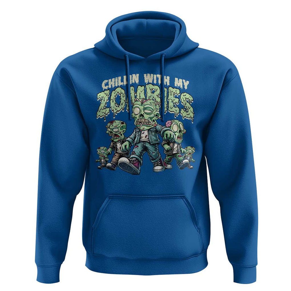 Funny Halloween Hoodie Chillin With My Zombies TS09 Royal Blue Print Your Wear
