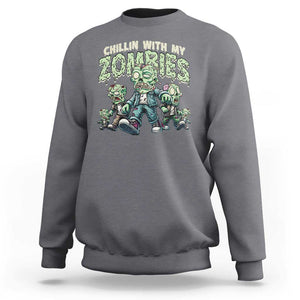 Funny Halloween Sweatshirt Chillin With My Zombies TS09 Charcoal Print Your Wear