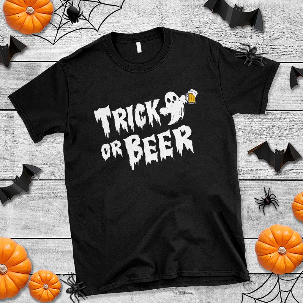 Funny Halloween Beer T Shirt Trick Or Beer Drinking Ghost TS09 Black Print Your Wear