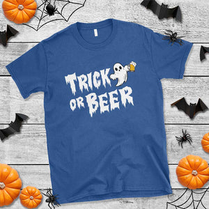 Funny Halloween Beer T Shirt Trick Or Beer Drinking Ghost TS09 Royal Blue Print Your Wear