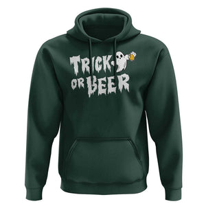 Funny Halloween Beer Hoodie Trick Or Beer Drinking Ghost TS09 Dark Forest Green Print Your Wear