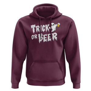 Funny Halloween Beer Hoodie Trick Or Beer Drinking Ghost TS09 Maroon Print Your Wear