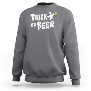 Funny Halloween Beer Sweatshirt Trick Or Beer Drinking Ghost TS09 Charcoal Print Your Wear