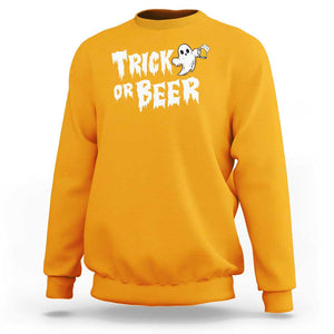 Funny Halloween Beer Sweatshirt Trick Or Beer Drinking Ghost TS09 Gold Print Your Wear