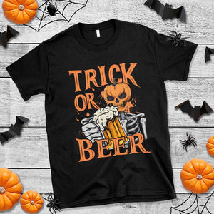 Funny Halloween Beer T Shirt Trick Or Beer Drinking Pumpkin Skeleton TS09 Black Print Your Wear