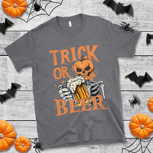 Funny Halloween Beer T Shirt Trick Or Beer Drinking Pumpkin Skeleton TS09 Charcoal Print Your Wear