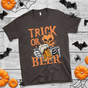 Funny Halloween Beer T Shirt Trick Or Beer Drinking Pumpkin Skeleton TS09 Dark Chocolate Print Your Wear