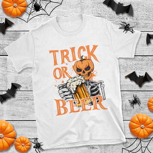 Funny Halloween Beer T Shirt Trick Or Beer Drinking Pumpkin Skeleton TS09 White Print Your Wear