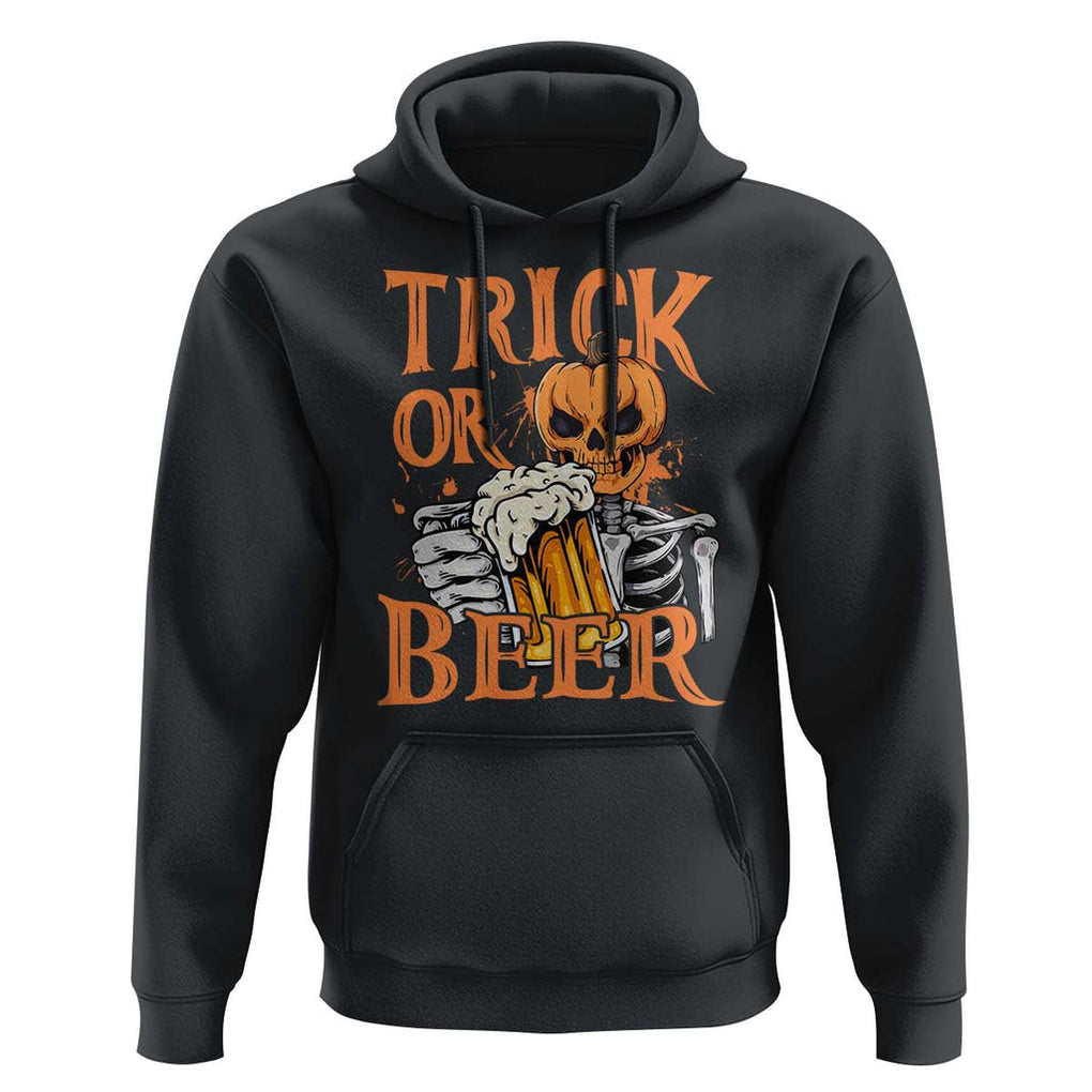 Funny Halloween Beer Hoodie Trick Or Beer Drinking Pumpkin Skeleton TS09 Black Print Your Wear