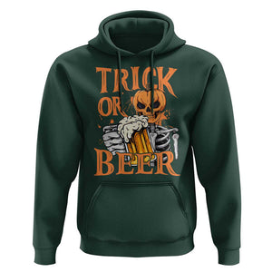 Funny Halloween Beer Hoodie Trick Or Beer Drinking Pumpkin Skeleton TS09 Dark Forest Green Print Your Wear
