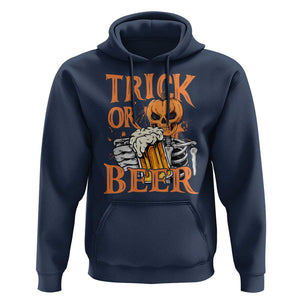 Funny Halloween Beer Hoodie Trick Or Beer Drinking Pumpkin Skeleton TS09 Navy Print Your Wear