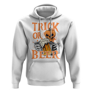 Funny Halloween Beer Hoodie Trick Or Beer Drinking Pumpkin Skeleton TS09 White Print Your Wear