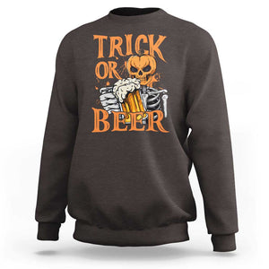 Funny Halloween Beer Sweatshirt Trick Or Beer Drinking Pumpkin Skeleton TS09 Dark Chocolate Print Your Wear