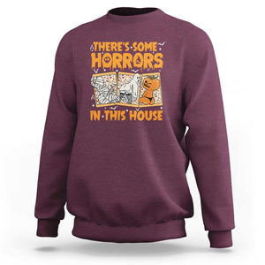 Funny Halloween Sweatshirt There's Some Horrors In This House TS09 Maroon Print Your Wear