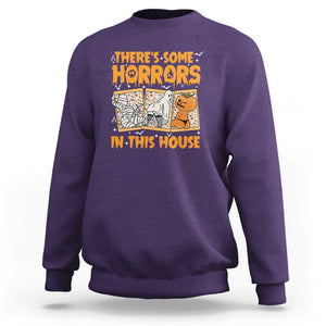 Funny Halloween Sweatshirt There's Some Horrors In This House TS09 Purple Print Your Wear