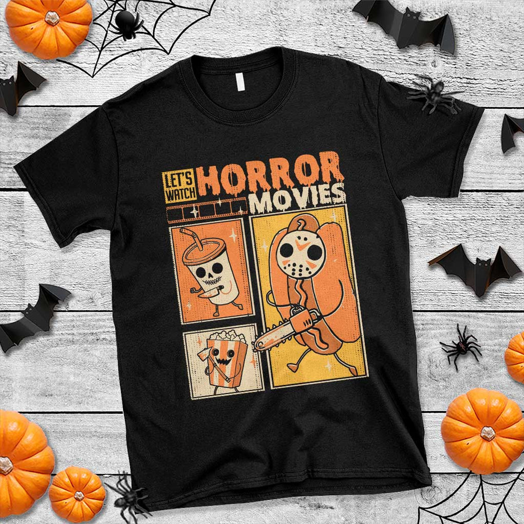Funny Halloween T Shirt Lets Watch Horror Movies TS09 Black Print Your Wear