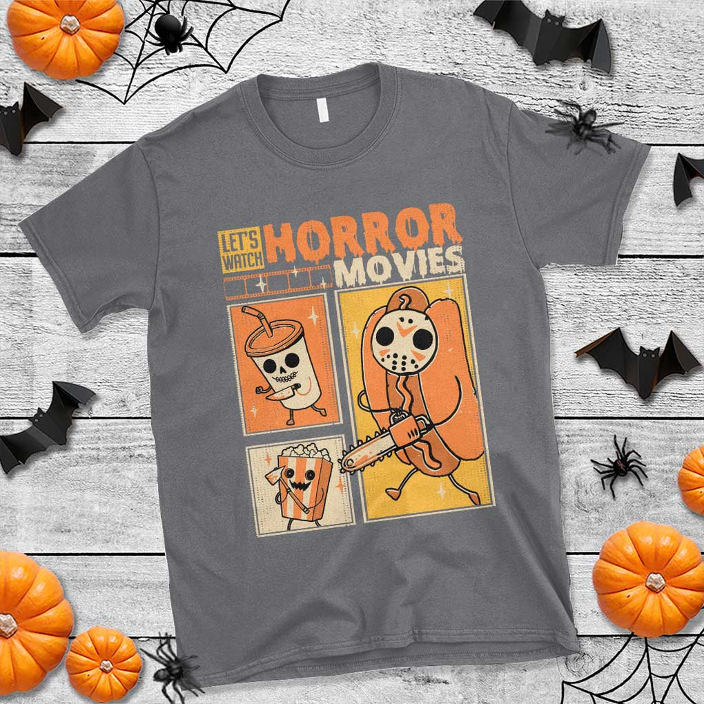 Funny Halloween T Shirt Lets Watch Horror Movies TS09 Charcoal Print Your Wear