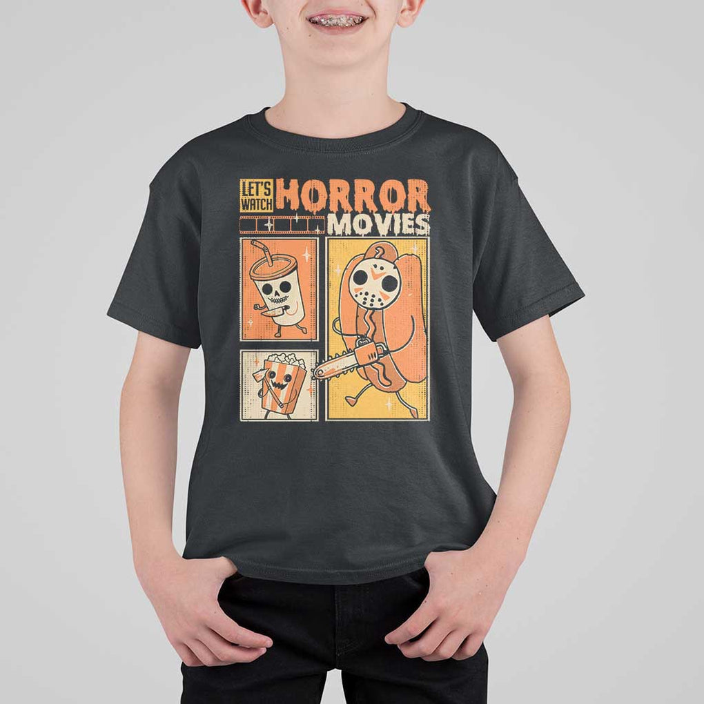 Funny Halloween T Shirt For Kid Lets Watch Horror Movies TS09 Black Print Your Wear
