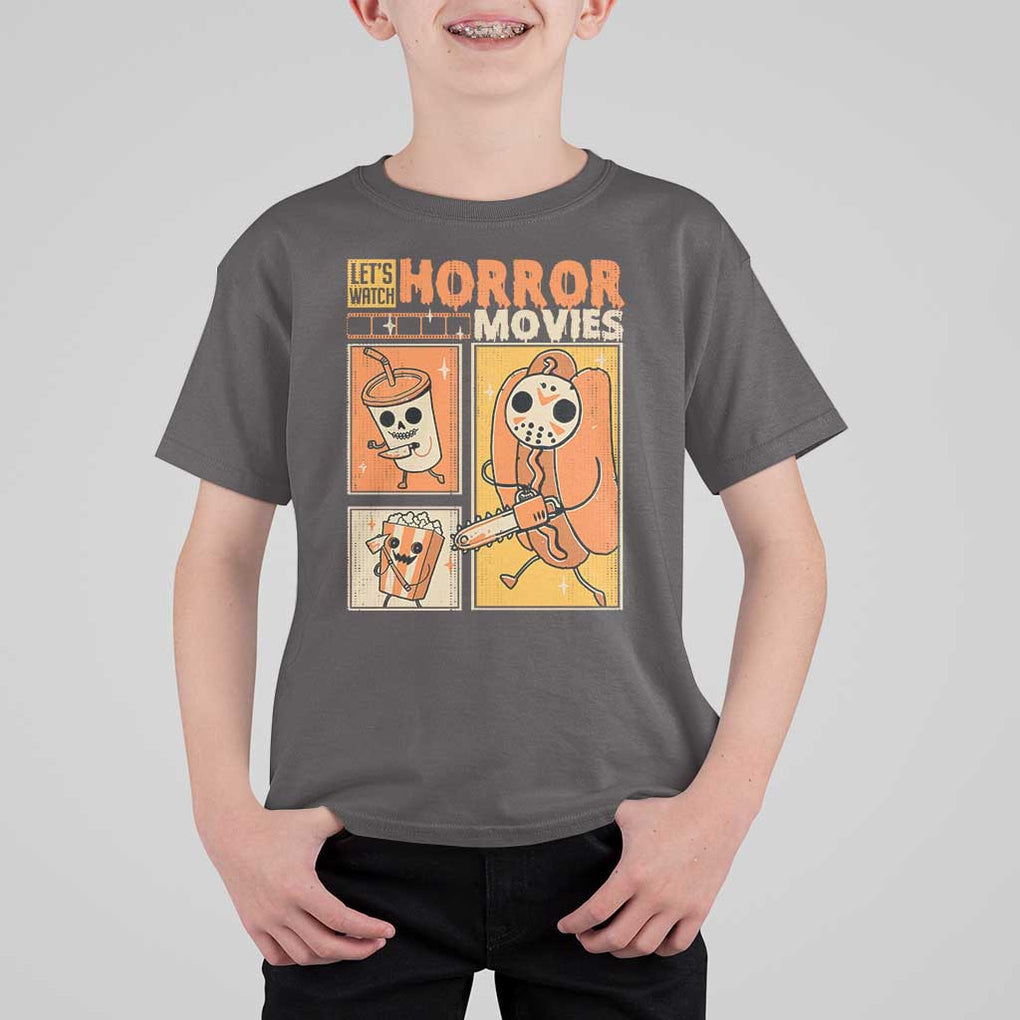 Funny Halloween T Shirt For Kid Lets Watch Horror Movies TS09 Dark Chocolate Print Your Wear