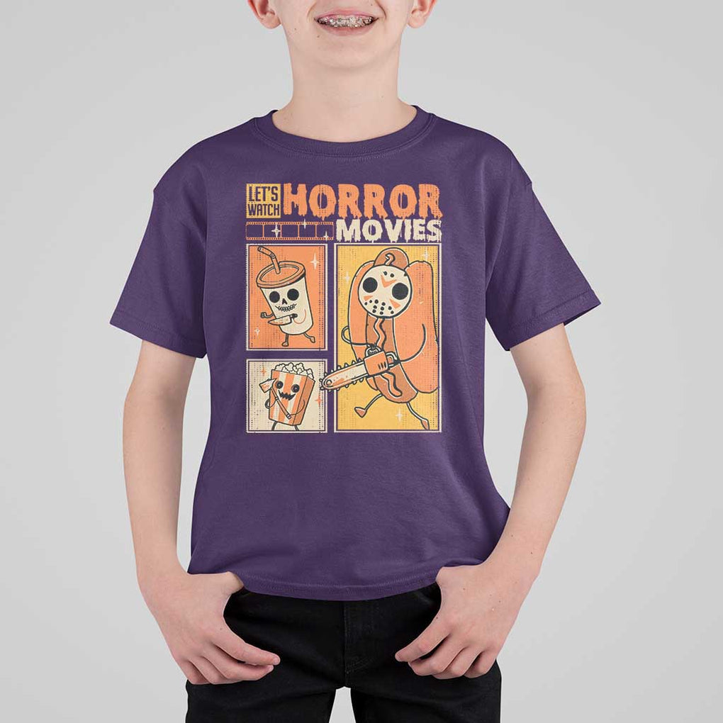 Funny Halloween T Shirt For Kid Lets Watch Horror Movies TS09 Purple Print Your Wear