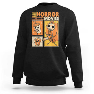 Funny Halloween Sweatshirt Lets Watch Horror Movies TS09 Black Print Your Wear