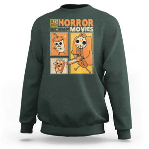 Funny Halloween Sweatshirt Lets Watch Horror Movies TS09 Dark Forest Green Print Your Wear