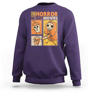 Funny Halloween Sweatshirt Lets Watch Horror Movies TS09 Purple Print Your Wear