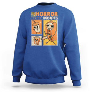 Funny Halloween Sweatshirt Lets Watch Horror Movies TS09 Royal Blue Print Your Wear