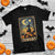 Black Cat Witch T Shirt The Witch Tarot Card Starry Night Spooky Halloween TS09 Black Print Your Wear