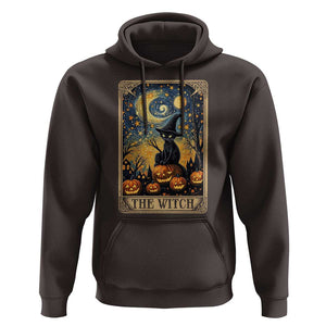Black Cat Witch Hoodie The Witch Tarot Card Starry Night Spooky Halloween TS09 Dark Chocolate Print Your Wear