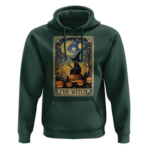 Black Cat Witch Hoodie The Witch Tarot Card Starry Night Spooky Halloween TS09 Dark Forest Green Print Your Wear