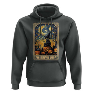 Black Cat Witch Hoodie The Witch Tarot Card Starry Night Spooky Halloween TS09 Dark Heather Print Your Wear