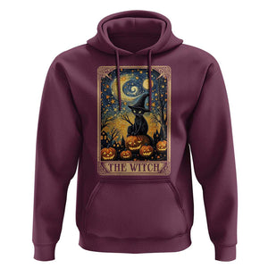 Black Cat Witch Hoodie The Witch Tarot Card Starry Night Spooky Halloween TS09 Maroon Print Your Wear
