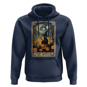 Black Cat Witch Hoodie The Witch Tarot Card Starry Night Spooky Halloween TS09 Navy Print Your Wear