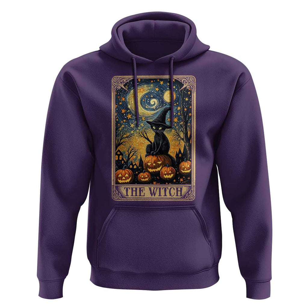 Black Cat Witch Hoodie The Witch Tarot Card Starry Night Spooky Halloween TS09 Purple Print Your Wear