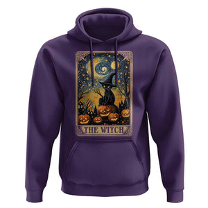 Black Cat Witch Hoodie The Witch Tarot Card Starry Night Spooky Halloween TS09 Purple Print Your Wear