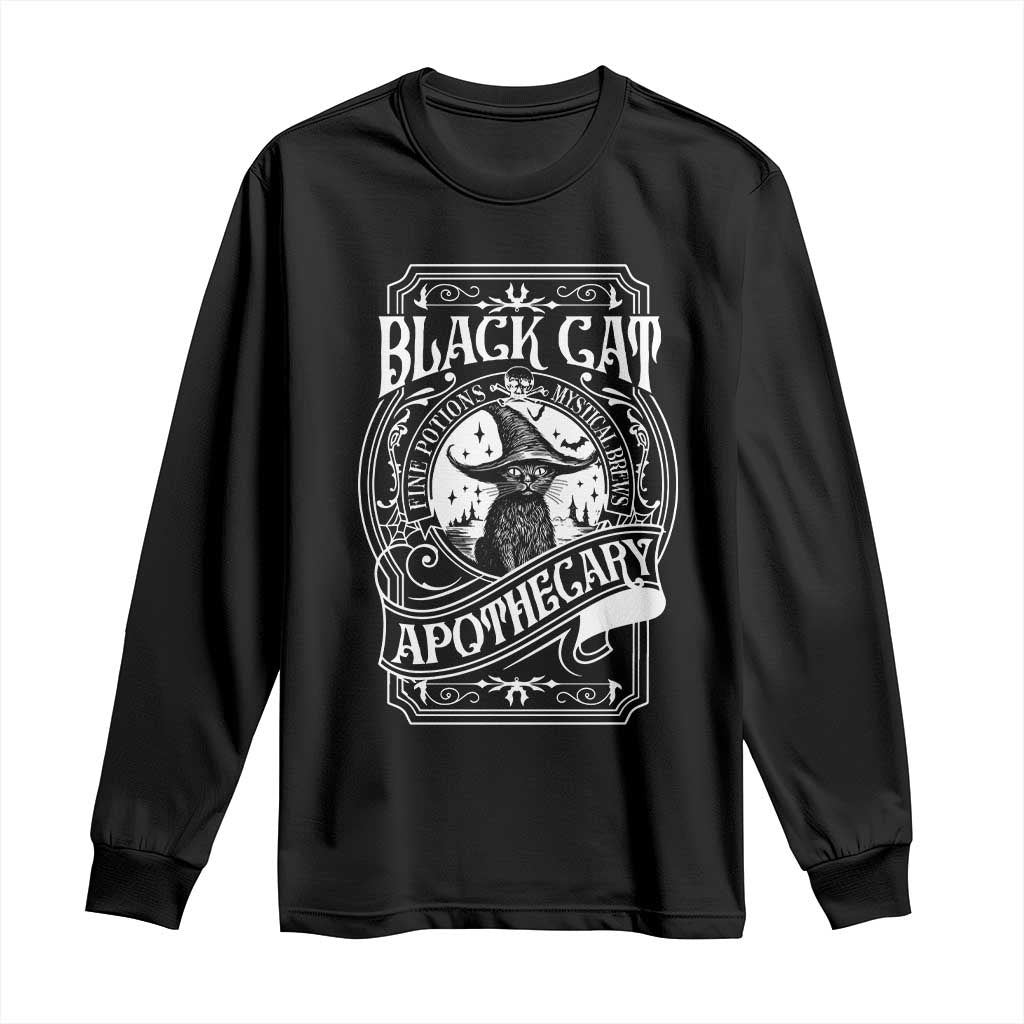 Black Cat Witch Long Sleeve Shirt Salem Apothecary Halloween TS09 Black Print Your Wear