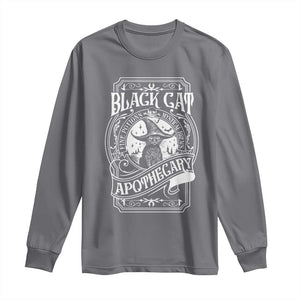 Black Cat Witch Long Sleeve Shirt Salem Apothecary Halloween TS09 Charcoal Print Your Wear