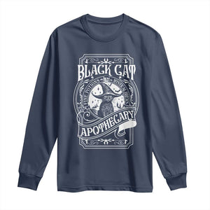 Black Cat Witch Long Sleeve Shirt Salem Apothecary Halloween TS09 Navy Print Your Wear