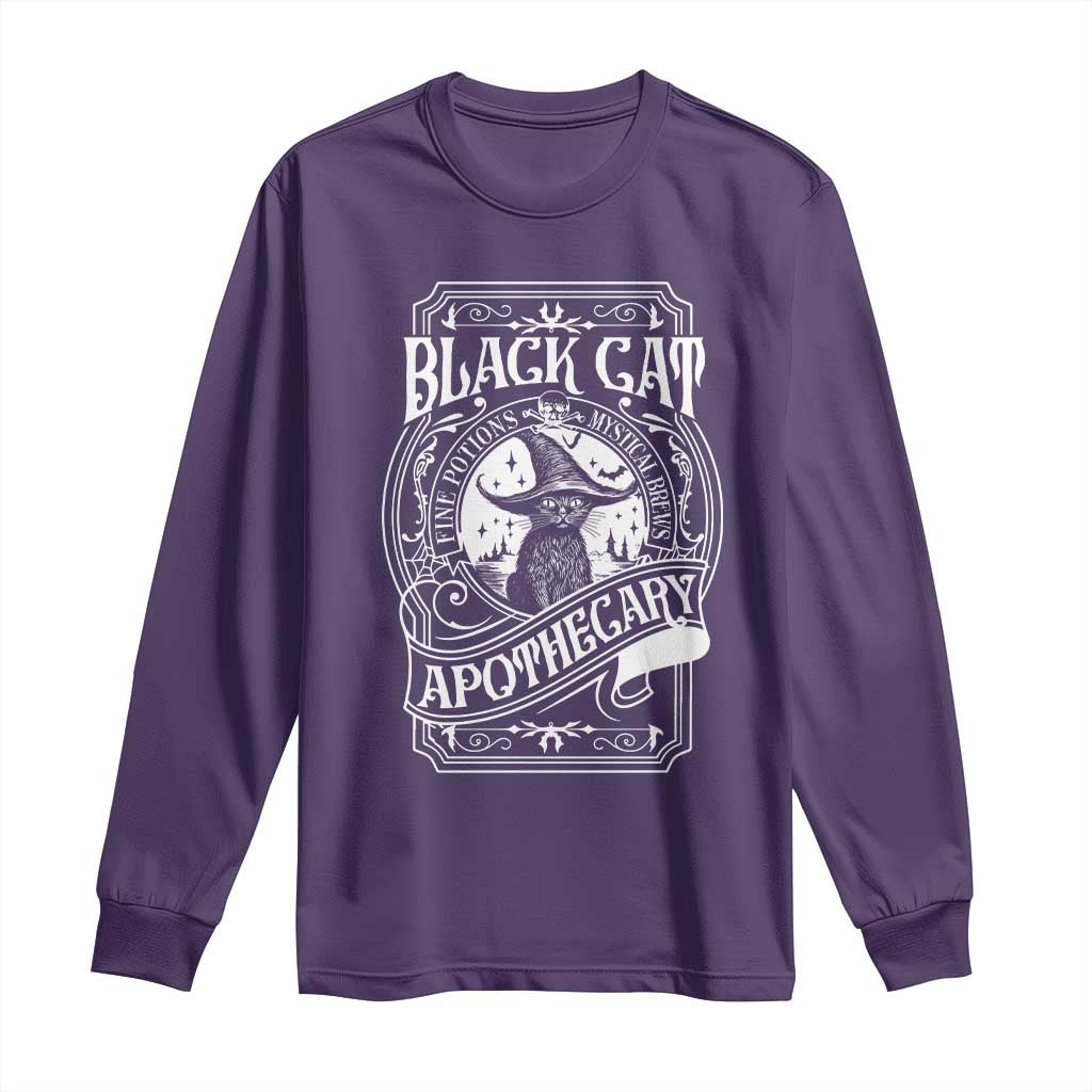 Black Cat Witch Long Sleeve Shirt Salem Apothecary Halloween TS09 Purple Print Your Wear