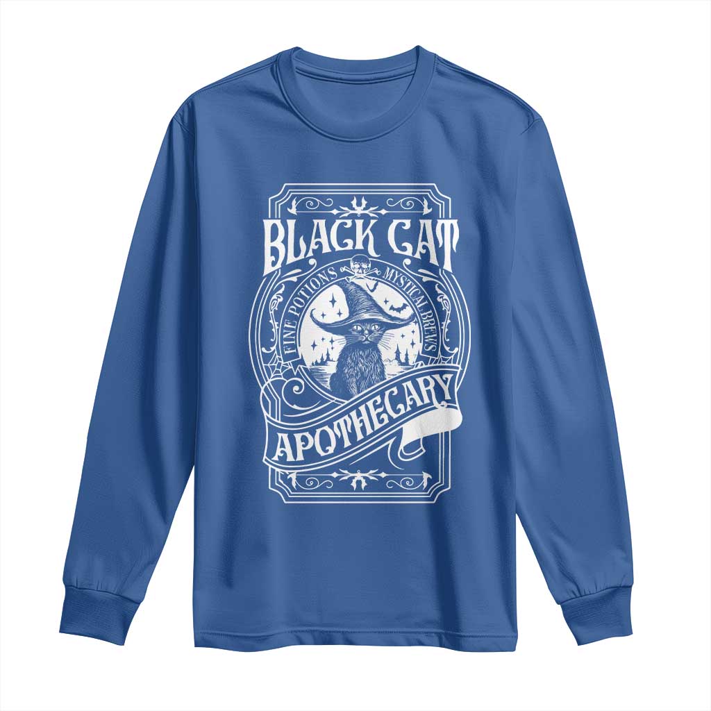 Black Cat Witch Long Sleeve Shirt Salem Apothecary Halloween TS09 Royal Blue Print Your Wear