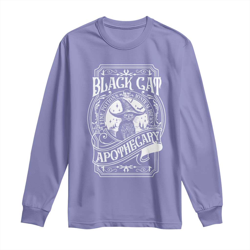 Black Cat Witch Long Sleeve Shirt Salem Apothecary Halloween TS09 Violet Print Your Wear