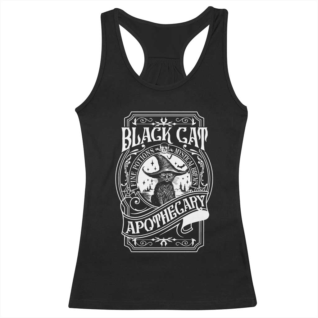 Black Cat Witch Racerback Tank Top Salem Apothecary Halloween TS09 Black Print Your Wear